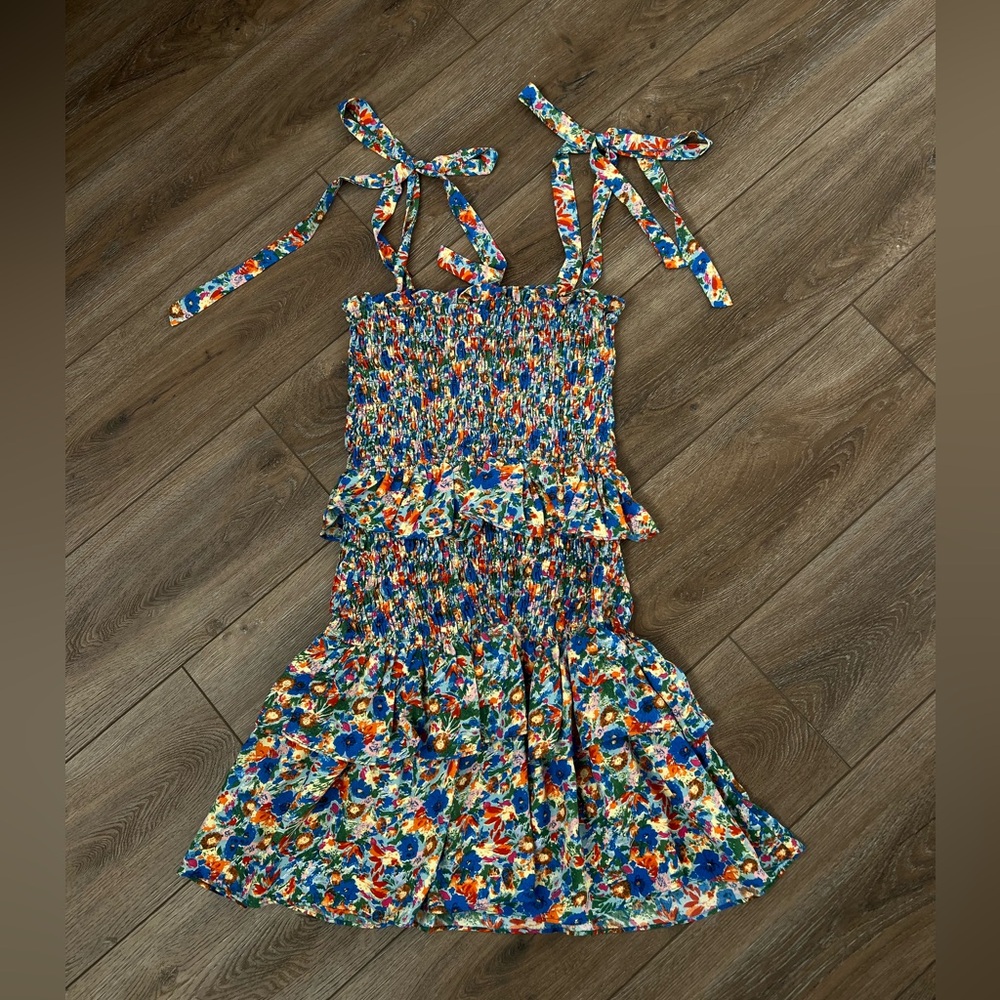 Colorful short dress with tie straps